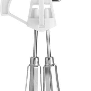 Stainless Steel Rotary Egg Beater Hand Crank Rotary Hand Whip Whisk Kitchen Cooking Tool(White)