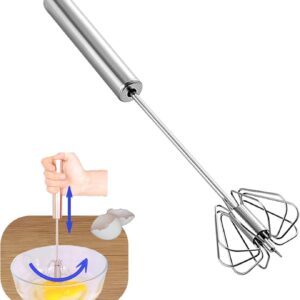 Stainless Steel Semi Automatic Whisk Egg Beater Whizzy Whisk, Hand Push Blender Kitchen Mixer ing Tool for Blending Cooking (10in)