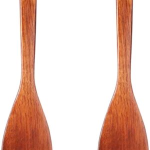 12.8-inch Cherry Wood Spatula 2 Pack, Long Handle Flat Wooden Spatula Cooking Utensils for Nonstick Cookware, Kitchen Spatula for Cooking Flipping, Serving, Scraping & Turning