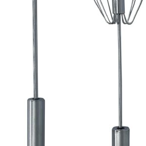 Stainless Steel Push Whisk - Easy to Use Manual Hand Mixer & Plunger Whisk - Make Froth, Foam & Whipped Cream - Semi Auto Egg Beater Plastic Tip Won’t Scratch Pans (2 Pack 10in & 12in) STEEL