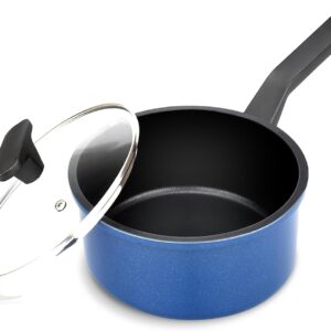 Nonstick Sauce Pan with Lid,1.5QT small pot, PFOA Free,Kitchen Pots Induction Pot,Blue