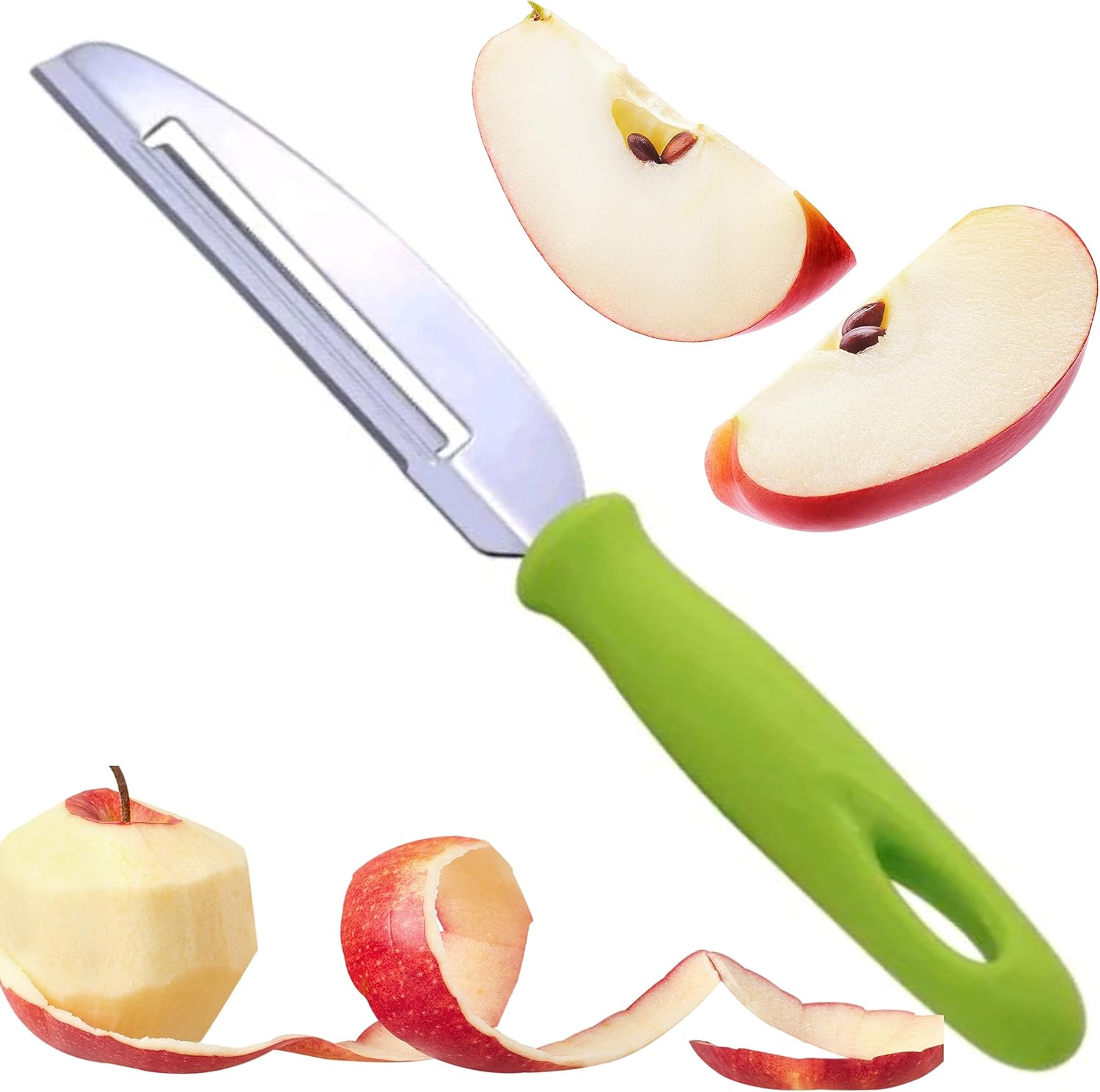 Fruit Peeler Cutter Vegetable Knife Double Blade Stainless Steel for Kitchen/Cut Slice and Peeling Knives for Chef 4 inches (Double Blade Green)