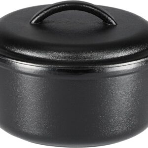Round Pre-Seasoned Cast Iron Mini Dutch Oven Pot with Lid and Dual Handles, 2-Quart, Black